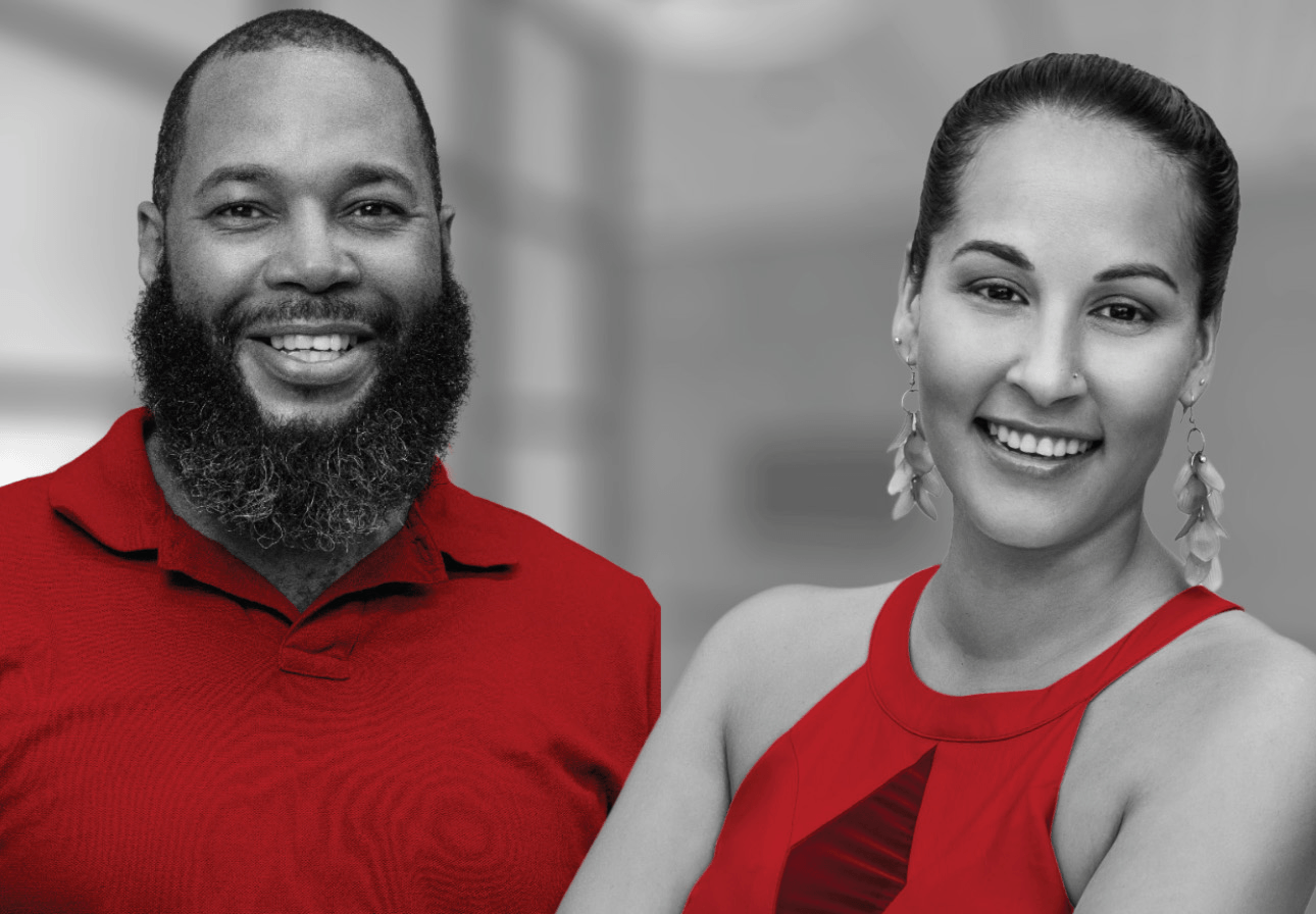 Male and female smiling