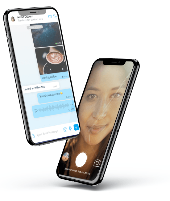 Two phones showing BiP
