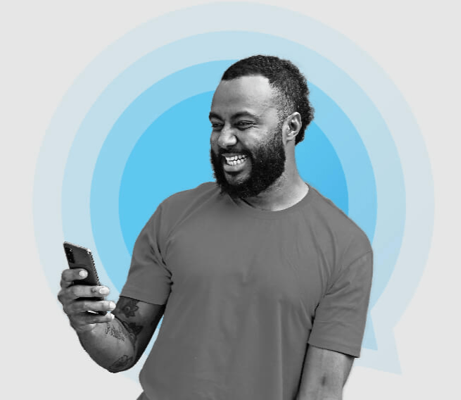 Man on a video call on his mobile phone