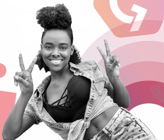 Woman making peace sign with hands