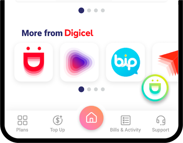A phone showing more apps from  Digicel