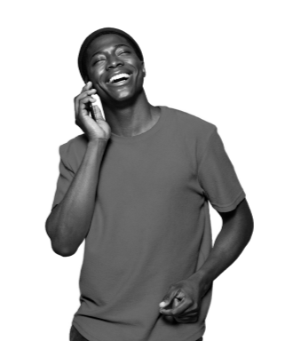 Man on a phone call, smiling