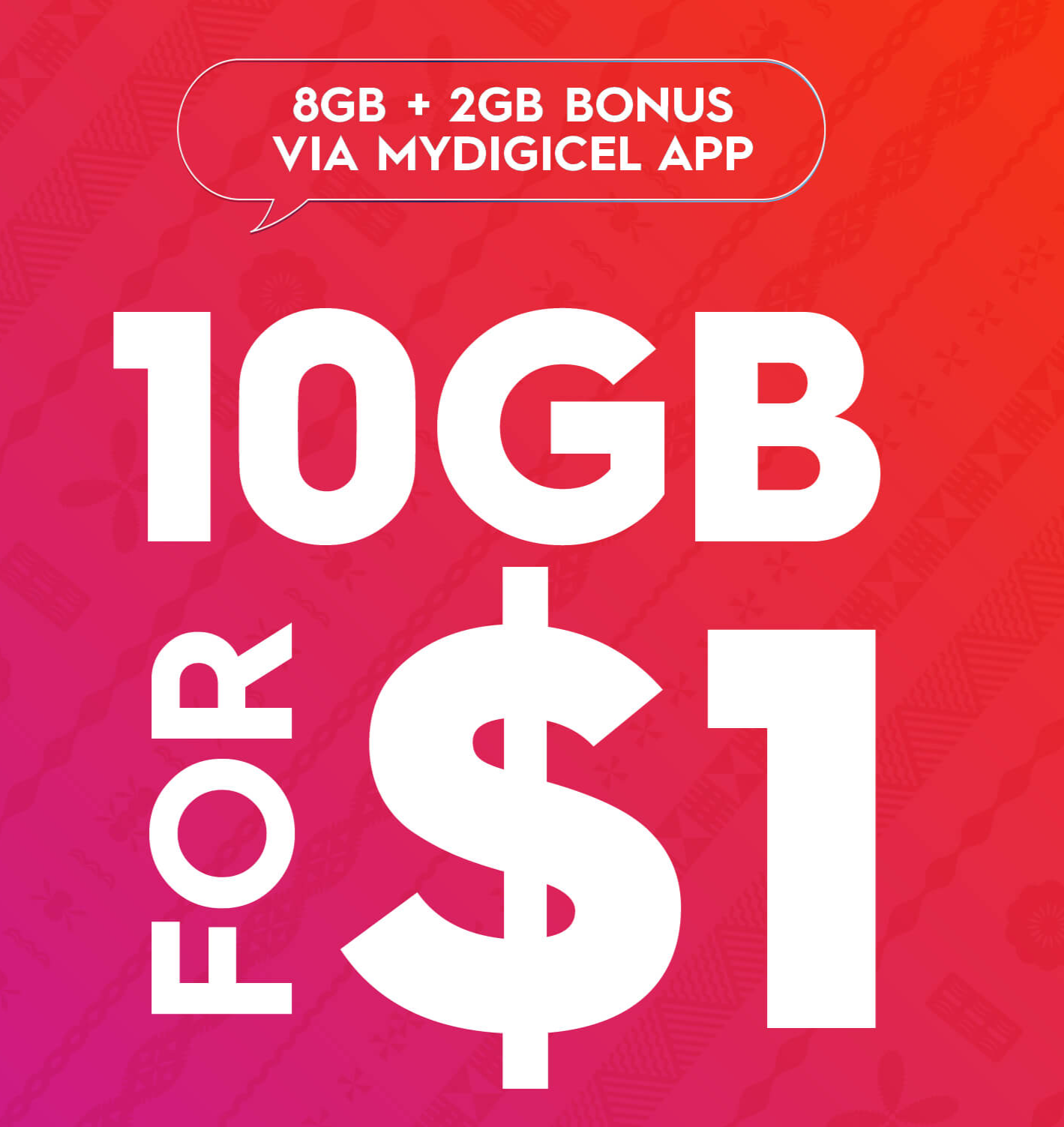 A red background, with the text "10GB for $1"